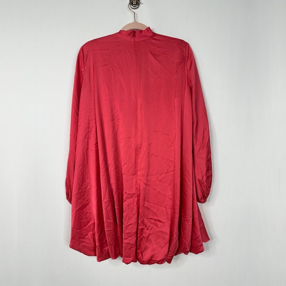 NWT Mac Duggal High Neck Long Sleeve Bubble Hem Dress Coral 2 #9862 - Picture 5 of 8
